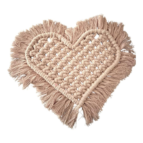 Boho Macrame Heart Decor - 8 x 10 inches